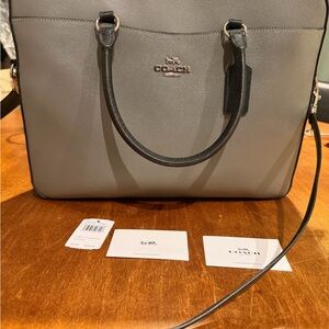 Coach Gray and Black Colorblock Leather Women's Laptop Bag